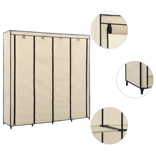 vidaXL klædeskab med 4 rum 175x45x170 cm cremefarvet