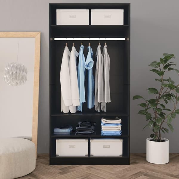 vidaXL Garderob svart 100x50x200 cm konstruerat trä