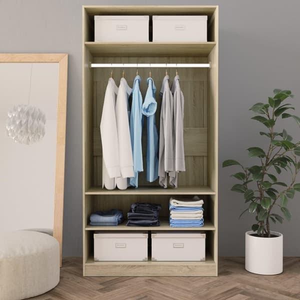 vidaXL klædeskab 100x50x200 cm konstrueret træ sonoma-eg