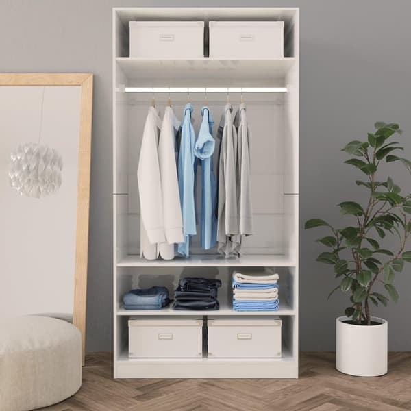 vidaXL Garderob högglans vit 100x50x200 cm konstruerat trä