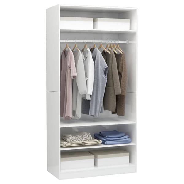 vidaXL Garderob högglans vit 100x50x200 cm konstruerat trä