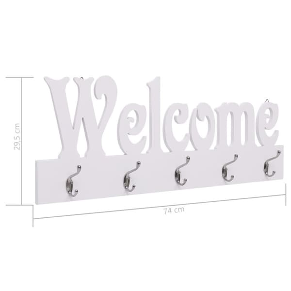 vidaXL Seinälle kiinnitettävä naulakko WELCOME valkoinen 74x29,5 cm