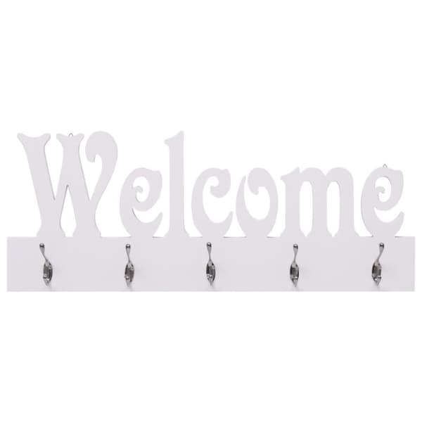 vidaXL Seinälle kiinnitettävä naulakko WELCOME valkoinen 74x29,5 cm