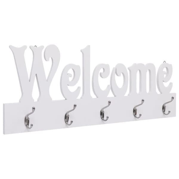 vidaXL Seinälle kiinnitettävä naulakko WELCOME valkoinen 74x29,5 cm