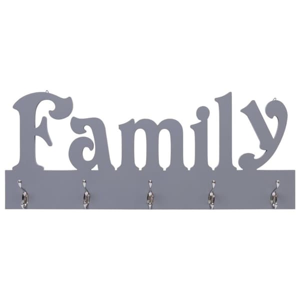 vidaXL vægophængt knagerække FAMILY 74 x 29,5 cm grå