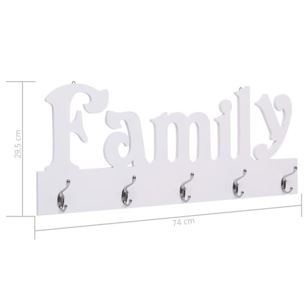 vidaXL vægophængt knagerække FAMILY 74 x 29,5 cm