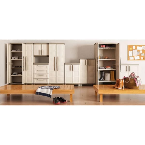 Keter Flerfunksjonelt oppbevaringsskap Excellence beige gråbrun 182 cm