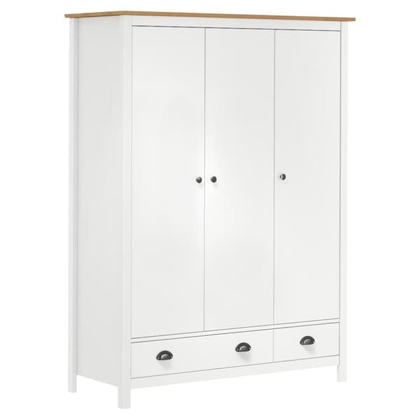 vidaXL Garderobeskap 3 dører Hill hvit 127x50x170 cm heltre furu