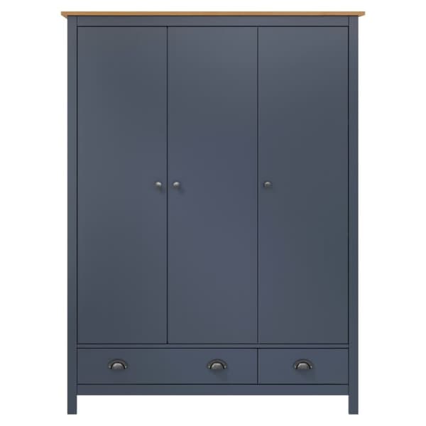 vidaXL klædeskab med 3 låger Hill 127x50x170 cm massivt fyrretræ grå