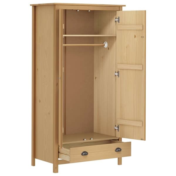 vidaXL klædeskab med 2 låger Hill 89x50x170 cm massivt fyrretræ