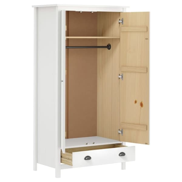 vidaXL Garderob 2 dörrar Hill vit 89x50x170 cm massiv furu