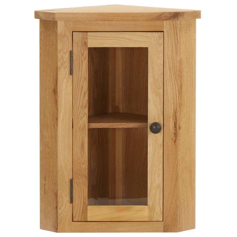 vidaXL væghængt hjørneskab 45x28x60 cm massivt egetræ