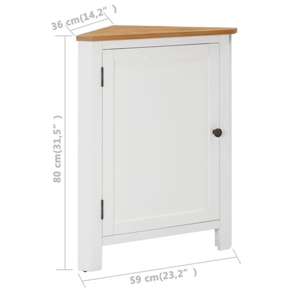 vidaXL hjørneskab 59x36x80 cm massivt egetræ
