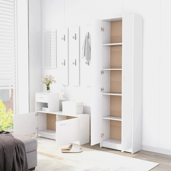 vidaXL Hallgarderob vit 55x25x189 cm konstruerat trä