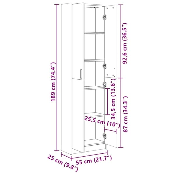 vidaXL Hallgarderob vit 55x25x189 cm konstruerat trä