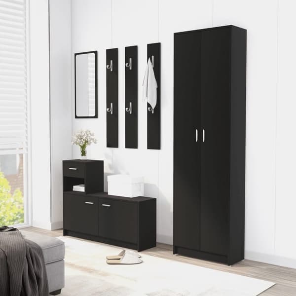 vidaXL Eteisen vaatekaappi musta 55x25x189 cm tekninen puu
