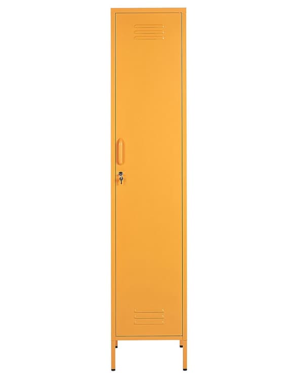 Toimistokaappi keltainen 38 x 185 x 50 cm teräs 5 hyllyä lukittava industriaalinen moderni