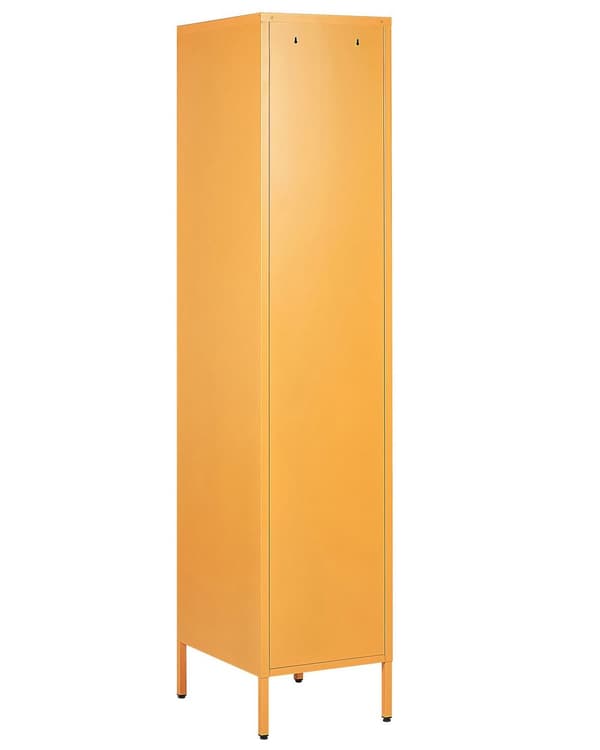 Toimistokaappi keltainen 38 x 185 x 50 cm teräs 5 hyllyä lukittava industriaalinen moderni