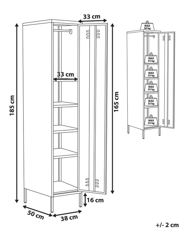 Toimistokaappi vaaleanvihreä 38 x 185 x 50 cm teräs 5 hyllyä lukittava industriaalinen moderni
