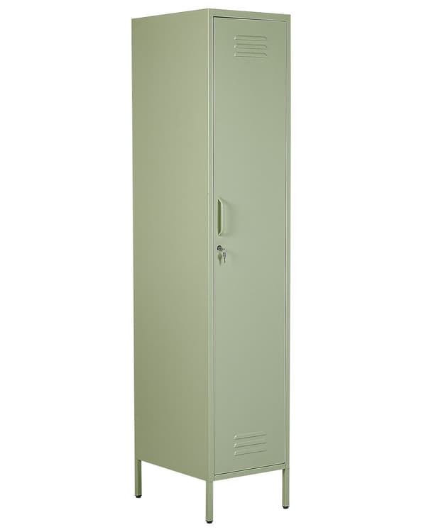 Toimistokaappi vaaleanvihreä 38 x 185 x 50 cm teräs 5 hyllyä lukittava industriaalinen moderni