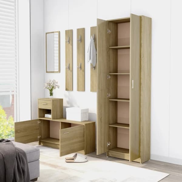 vidaXL Hallgarderob sonoma-ek 55x25x189 cm konstruerat trä