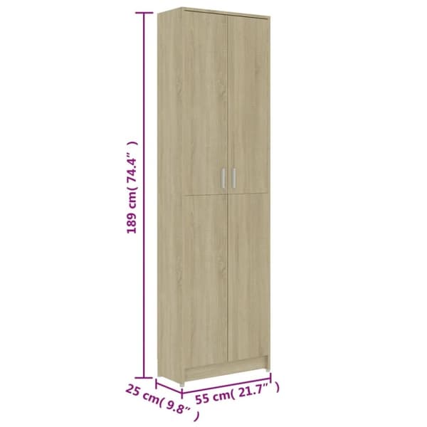 vidaXL Hallgarderob sonoma-ek 55x25x189 cm konstruerat trä