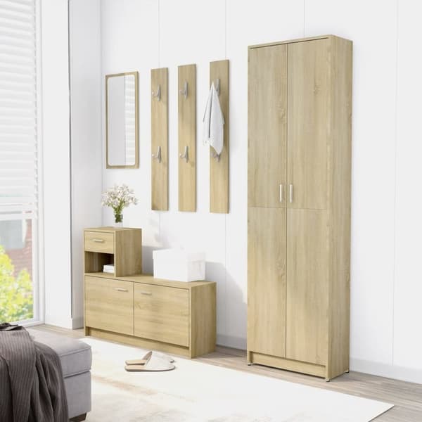 vidaXL Hallgarderob sonoma-ek 55x25x189 cm konstruerat trä