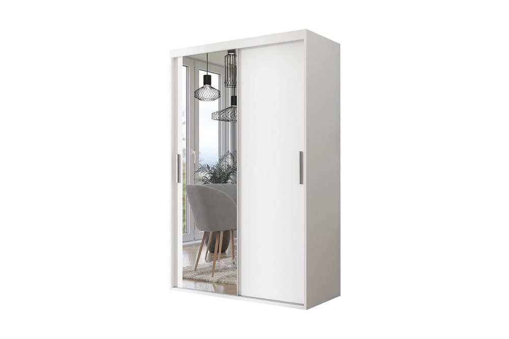 ALBENDEA Garderob med Spegel 120 cm Vit
