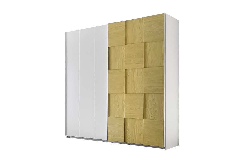 MOYES Garderob 243 Skjutdörr Rutig Vit/Blå