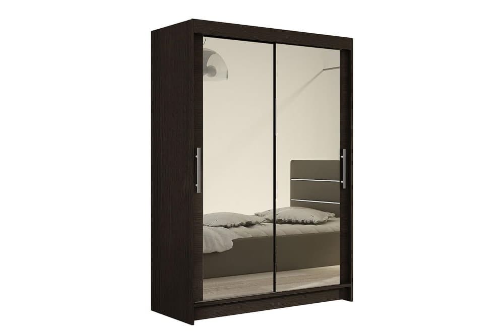 VICK Garderob Skjutdörrar Speglar Valnöt