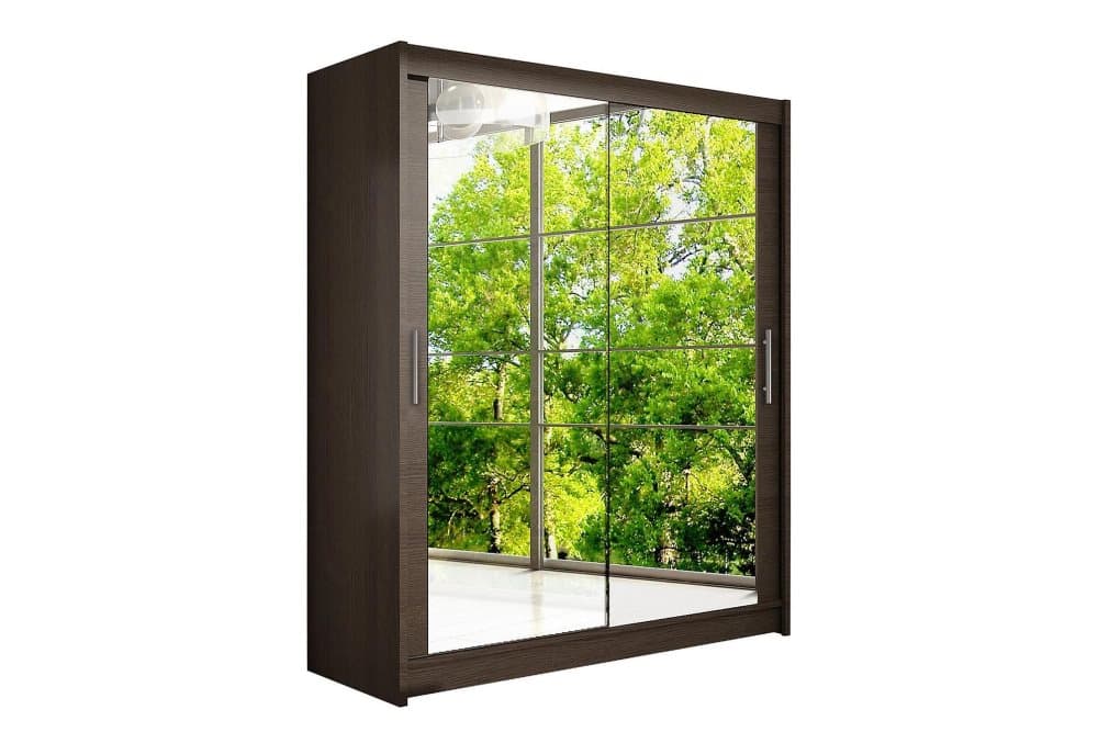 POLLY Garderob Skjutdörrar Speglar Valnöt