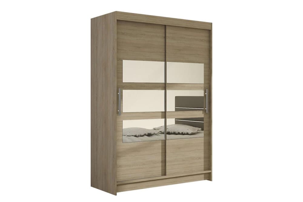 VICK Garderob Skjutdörrar Delad Spegel Ek