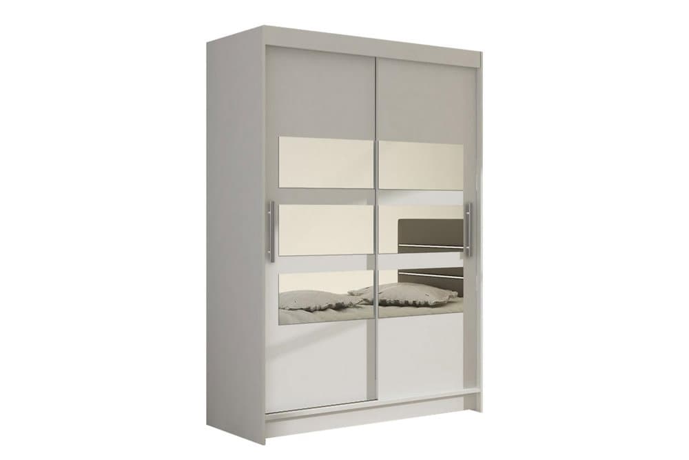 VICK Garderob Skjutdörrar Delad Spegel Vit