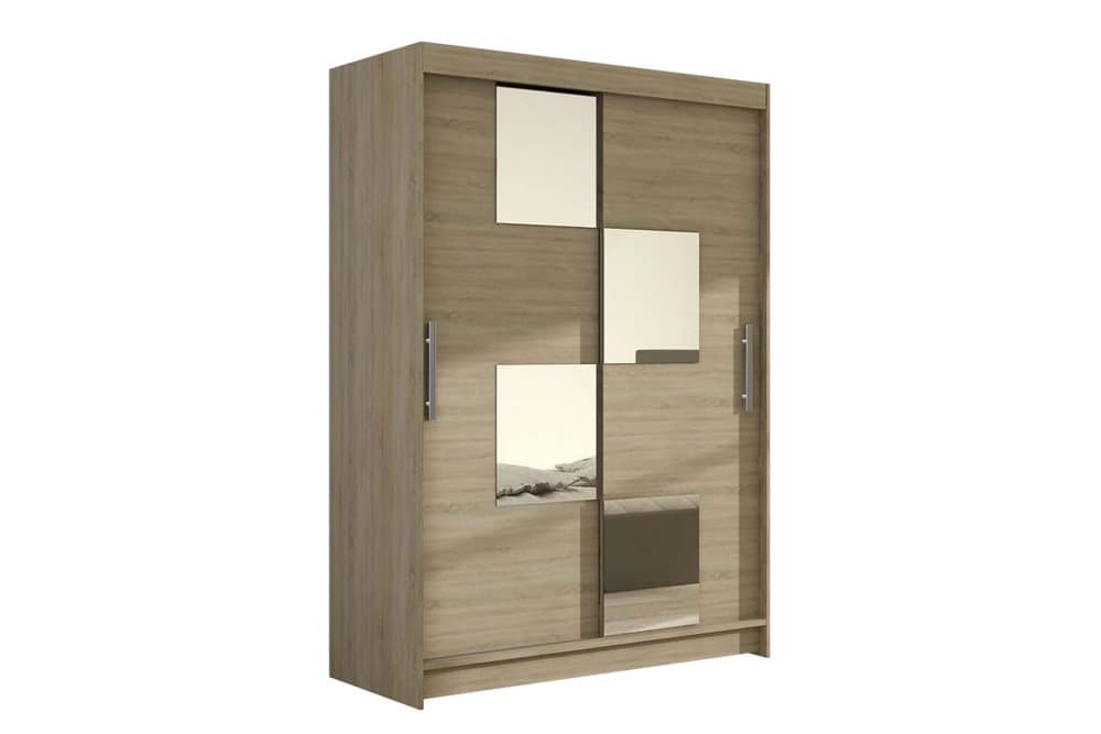 VICK Garderob Skjutdörrar Fyrkantig Spegel Ek