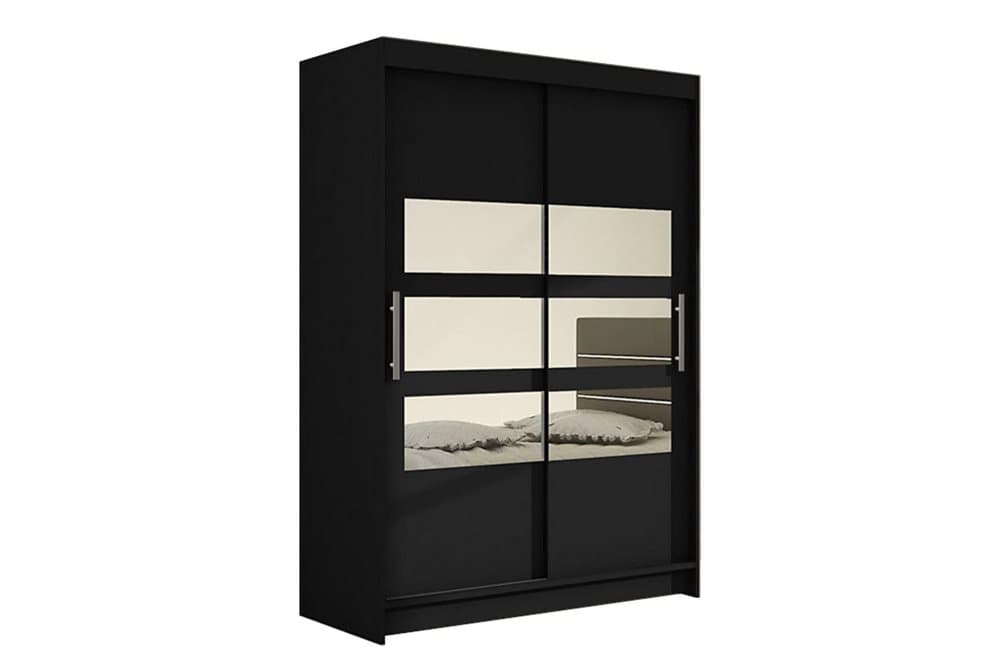 VICK Garderob 120 Skjutdörrar Delad Spegel Vit