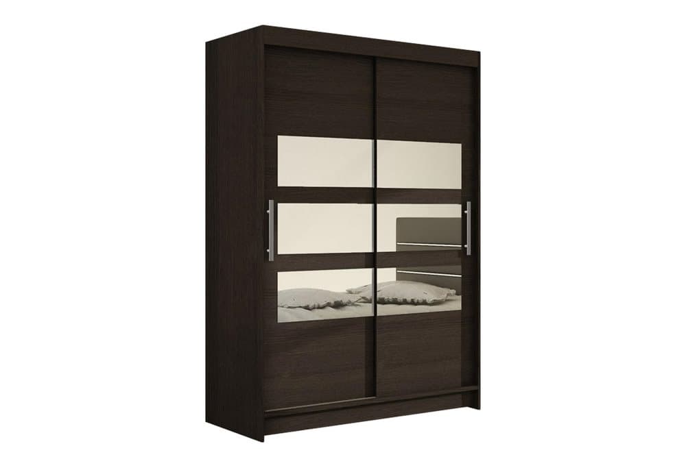 VICK Garderob 120 Skjutdörrar Delad Spegel Valnöt