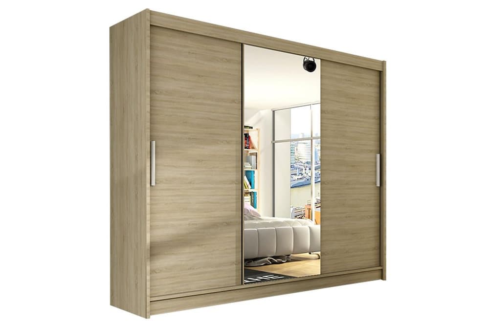 BELLE Garderob 250 Skjutdörrar Spegel Ek