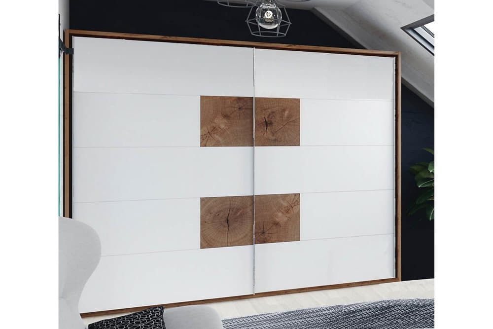 CENAIA Garderob 270 Trä/Natur/Vit