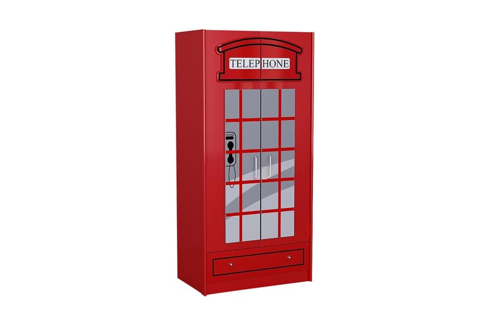 VELLEVIK Garderob London Telefonkiosk Röd