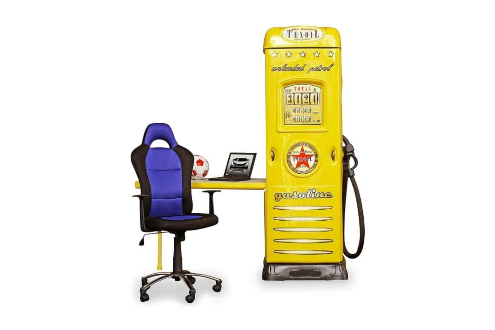 CHILDER Garderob med Skrivbord Bensinstation Gul