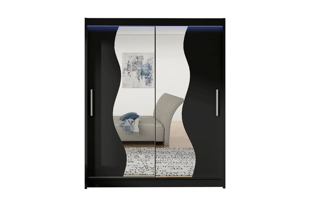 PRESTO Garderob 58x150 cm LED-belysning Svart