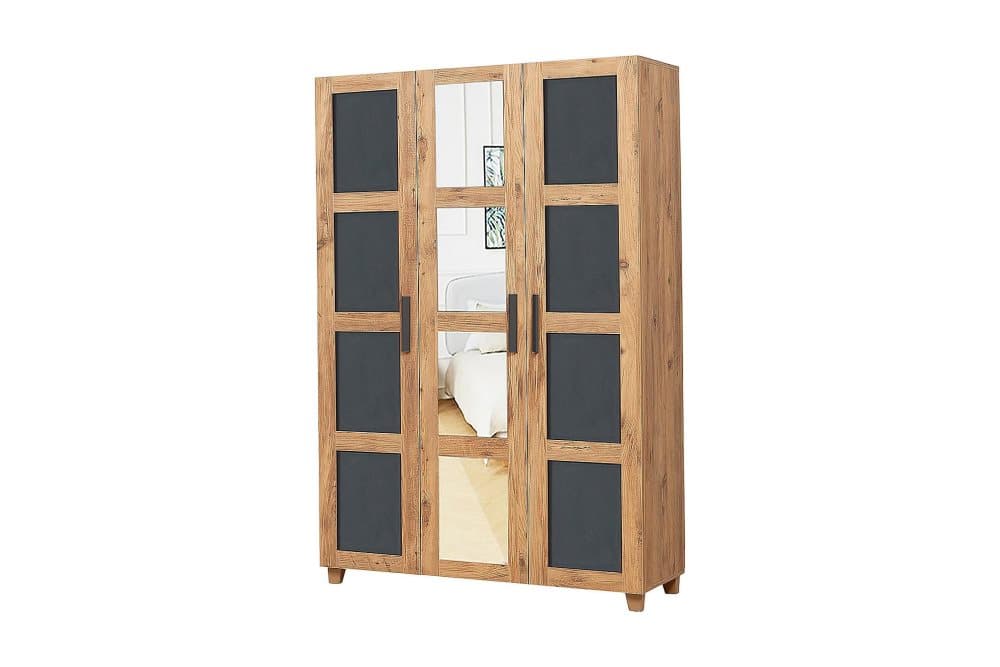 THROSTLE Garderob 189 cm Trä/natur/Antracit