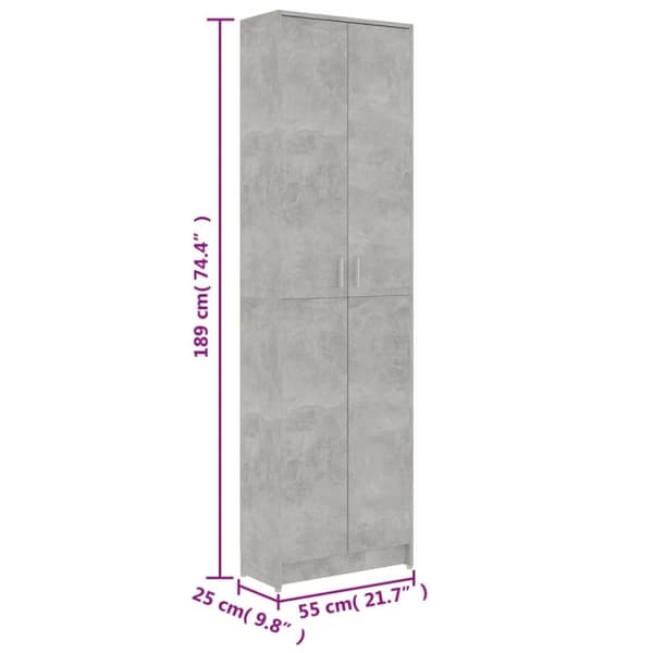 vidaXL garderobeskab 55x25x189 cm konstrueret træ betongrå