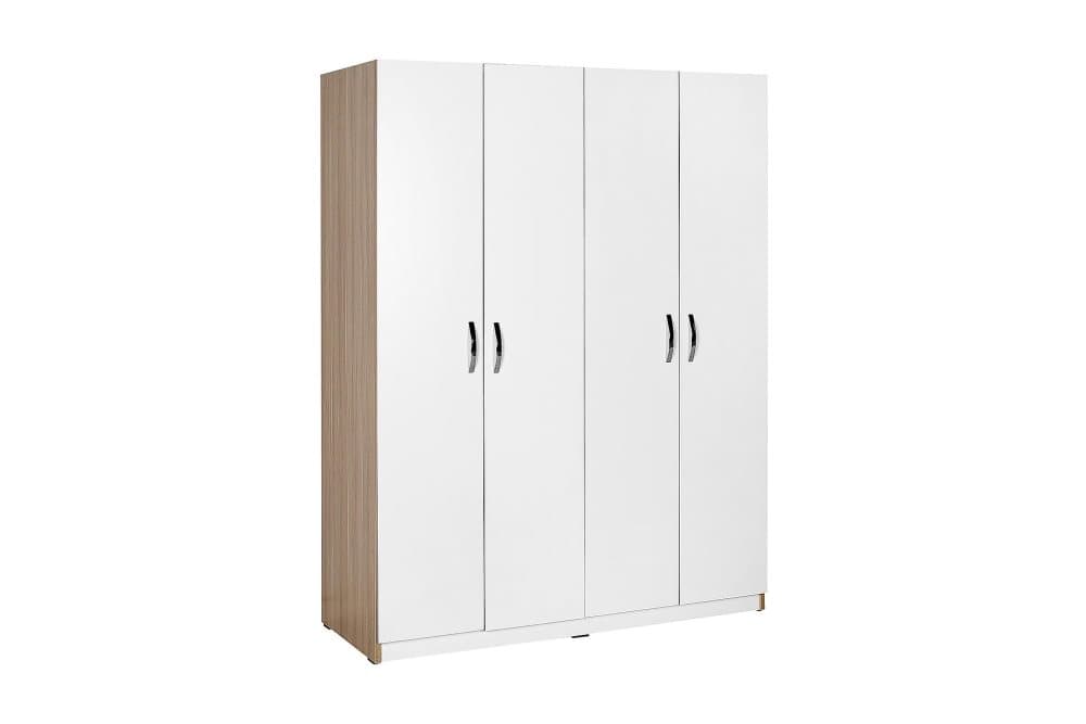 GARDEROB 140x182 cm 4 Skåp Natur/Vit