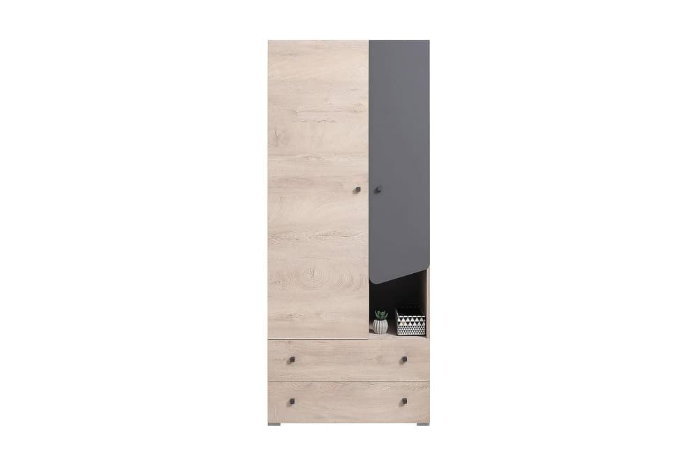 CARETES Garderob 80 cm Natur/Grå