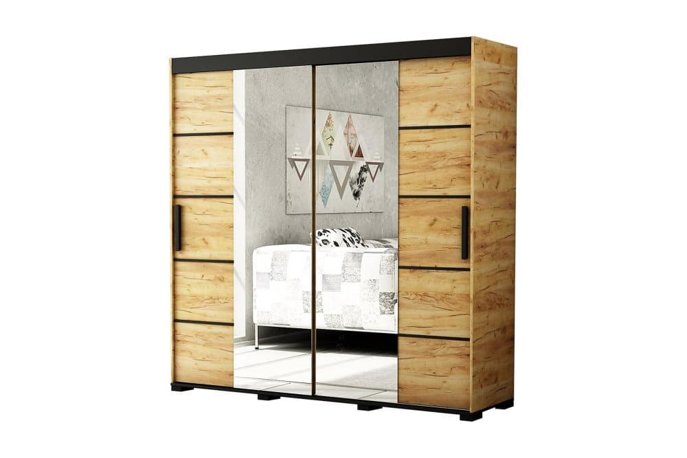 RISBERGET Garderob 180 cm Natur/Svart