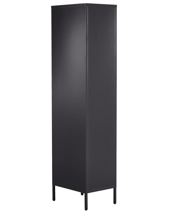 Förvaringsbyrå Svart Metallskåp med 5 Hyllor och Reling Modern Hemmakontor