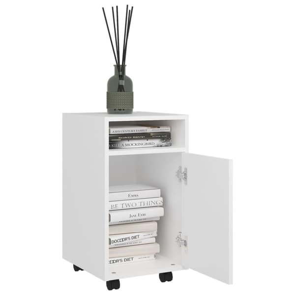vidaXL sideskab med hjul 33x38x60 cm spånplade hvid