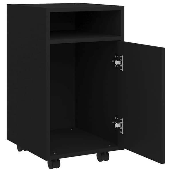 vidaXL sideskab med hjul 33x38x60 cm spånplade sort