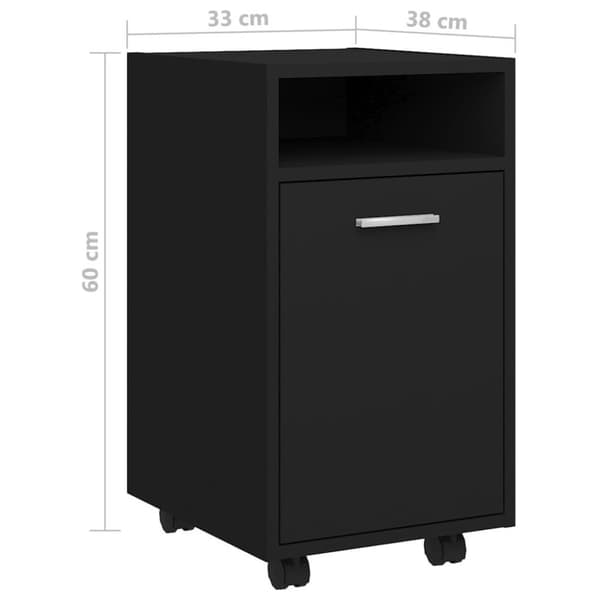 vidaXL sideskab med hjul 33x38x60 cm spånplade sort